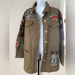 Tru Luxe Jeans Multicolor Embroidered Utility Jacket